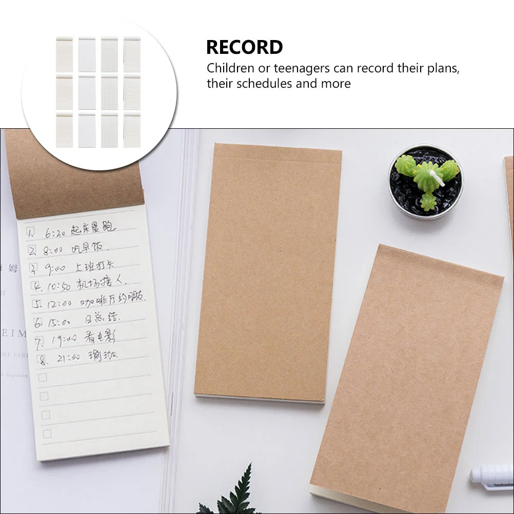 

12Pcs Creative Notepads Mini Portable Planning Handbooks Khaki Efficient Schedule Organizer Pocket Note Pads for Students Time