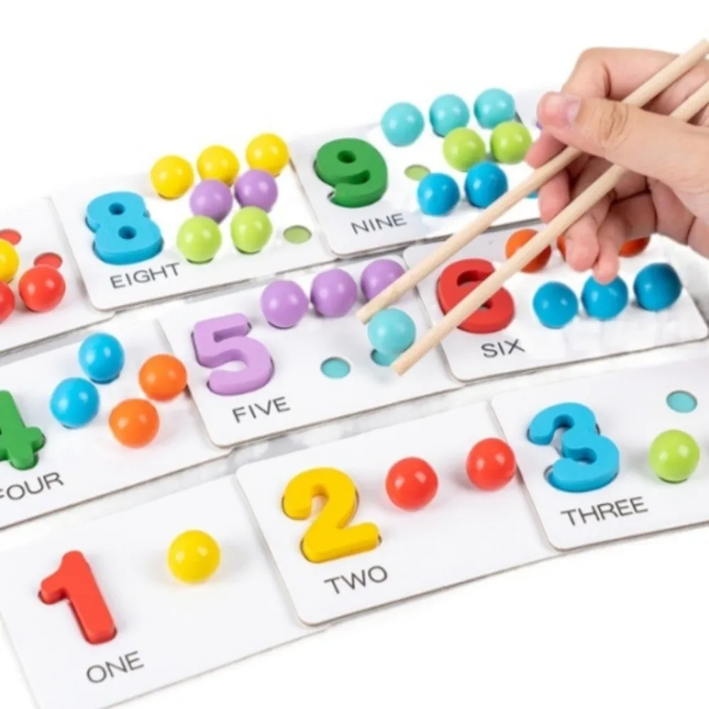 Wooden Clip Beads Toy Early Educational Colorful Color Matching Beads Game Arithmetic Fine Motor Training