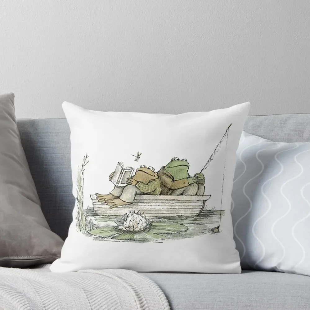 

Frog and Toad Fishing Throw Pillow home decor items Covers For Sofas Decorative Cover For Living Room Throw Pillow