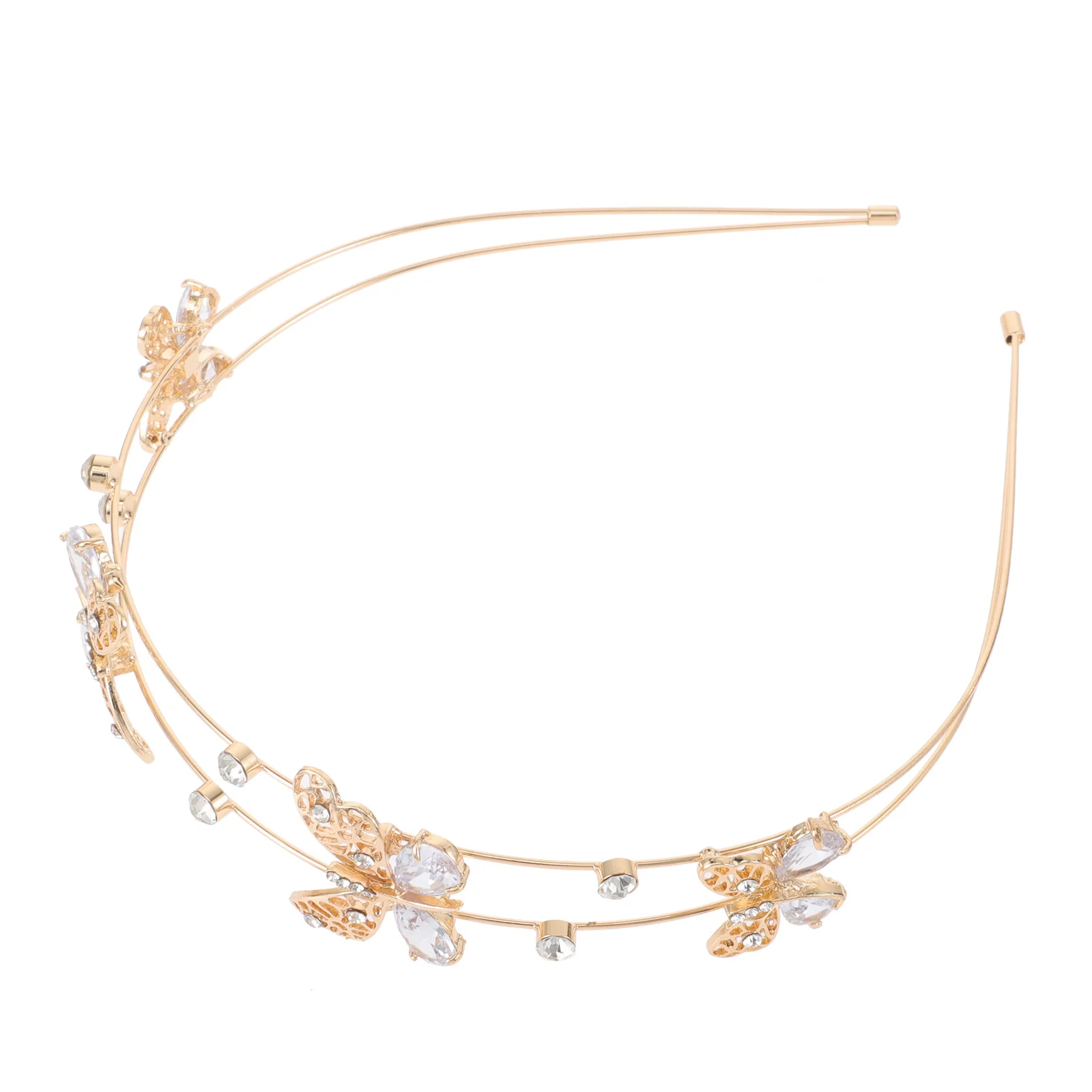 

Water Rhinestone Headband Butterflies Design Zinc Alloy Hair Band For Women Girls Party Wedding Headdress Double Band Hair Hoops