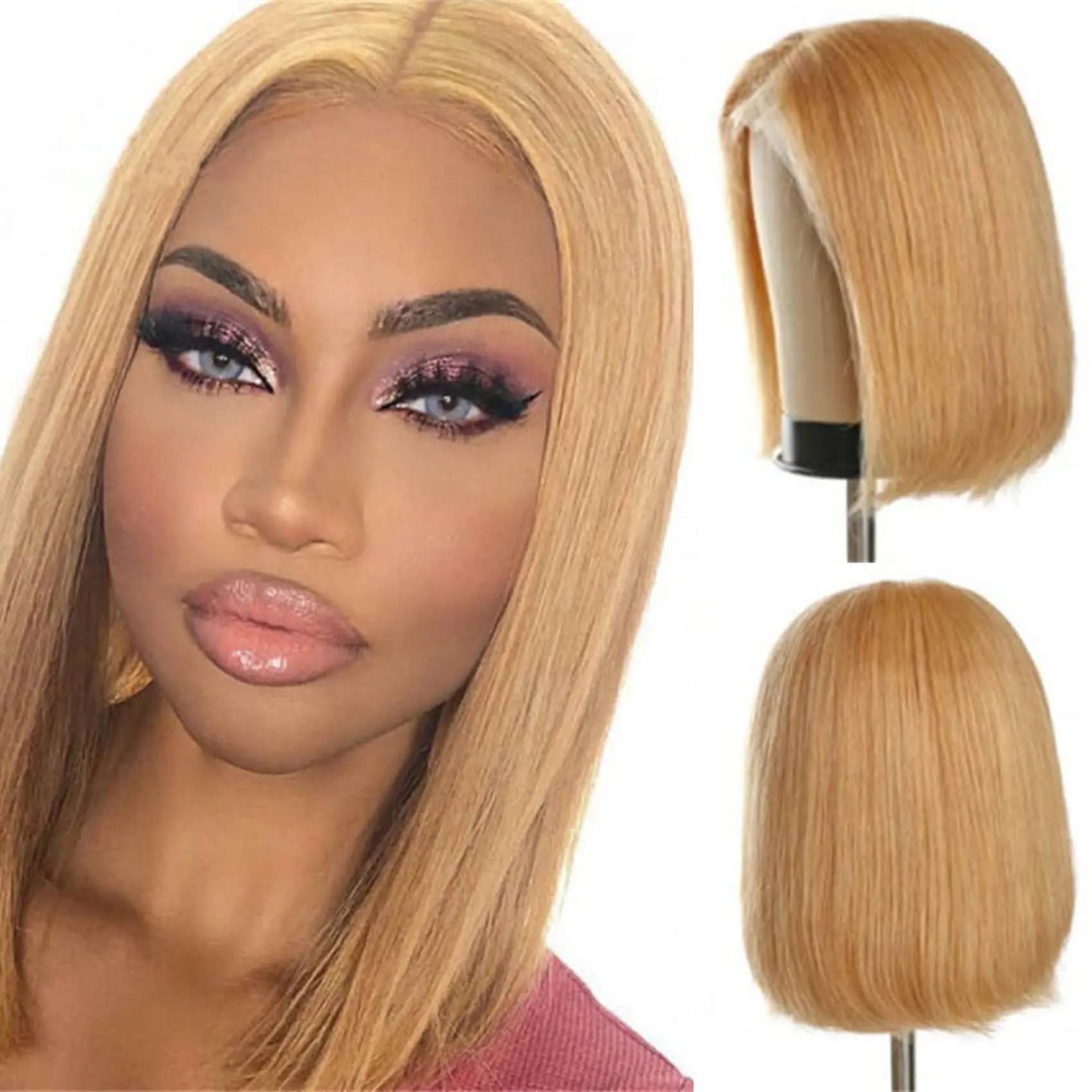 

#27 Honey Blonde Lace Front Bob Wig Human Hair Straight Short Bob Wig 13x4 Lace Front Wig Pre Plucked Brazilian Lace Frontal Wig