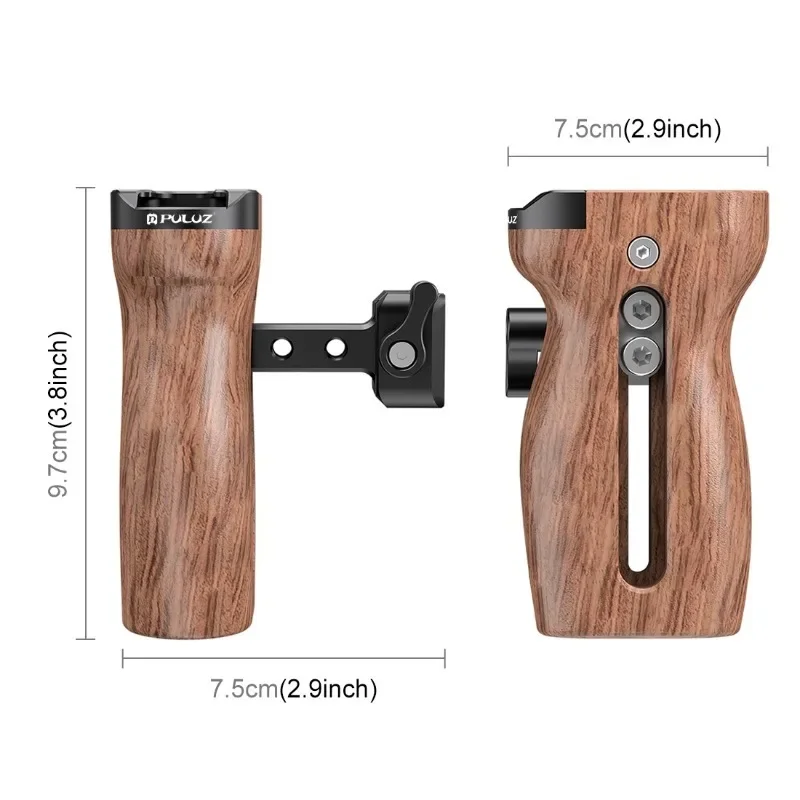 Universal DSLR Camera Cage Side Handle Ergonomic Design Camera Cage Wooden Side Grip Handle SLR Photography Grip