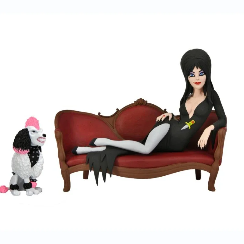 NECA56082 Elvira Sofa Set Cartoon Version of The Dark Heroine Pin Yin Tian Shi Genuine Movable Hand Puppet Model Gifts Movie