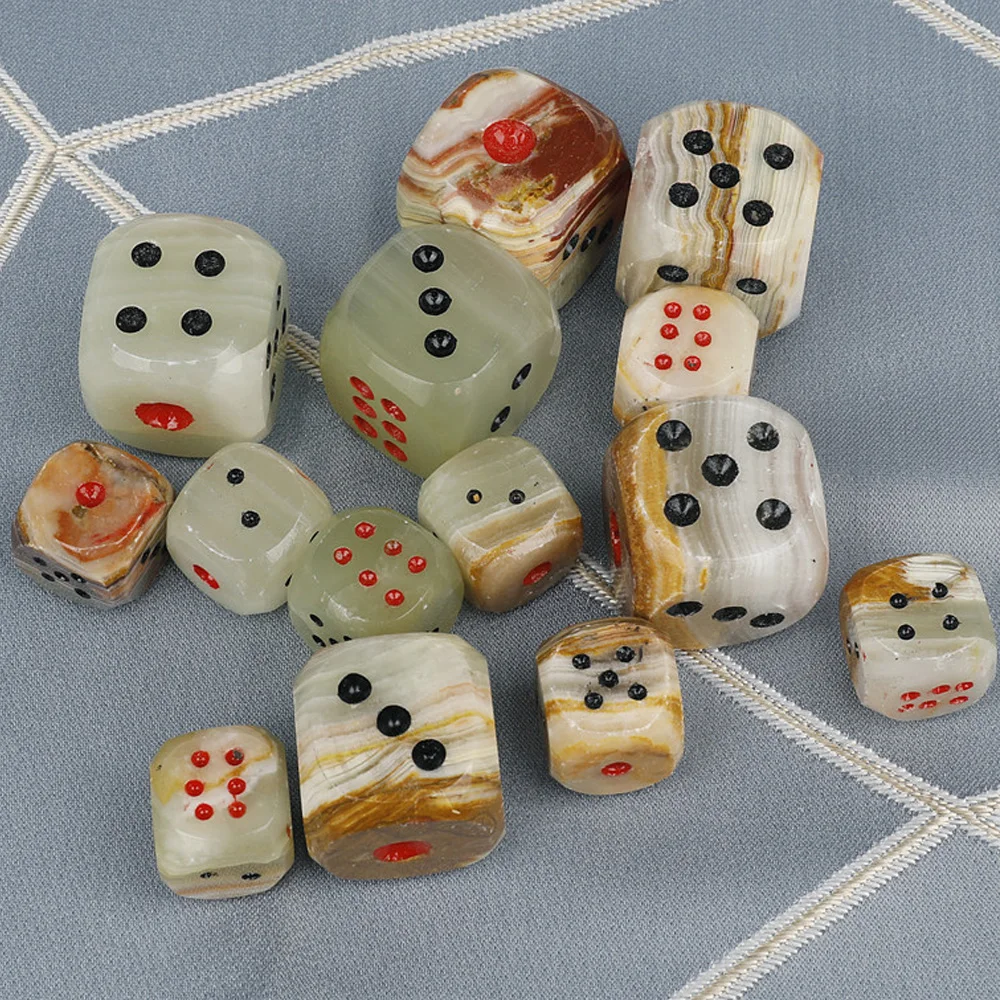 Afghan Jade 6 Sided Dice Hand Carved Crystal Gemstone Cube Creative Ornament Desktop Game Props Home Decor