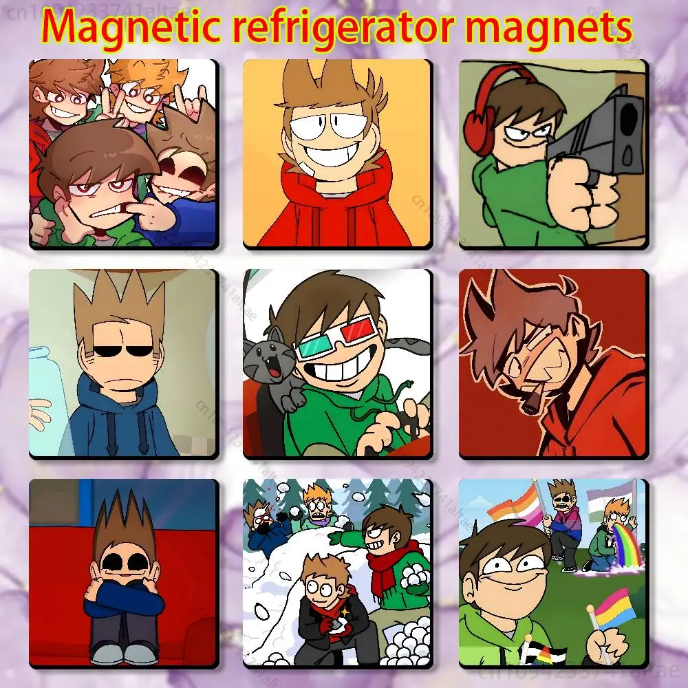 

N-Nettanimasjon E-Eddsworld Fridge Magnet Personalized Magnetic Durable Plastic Square Picture Surface Fridge Magnets