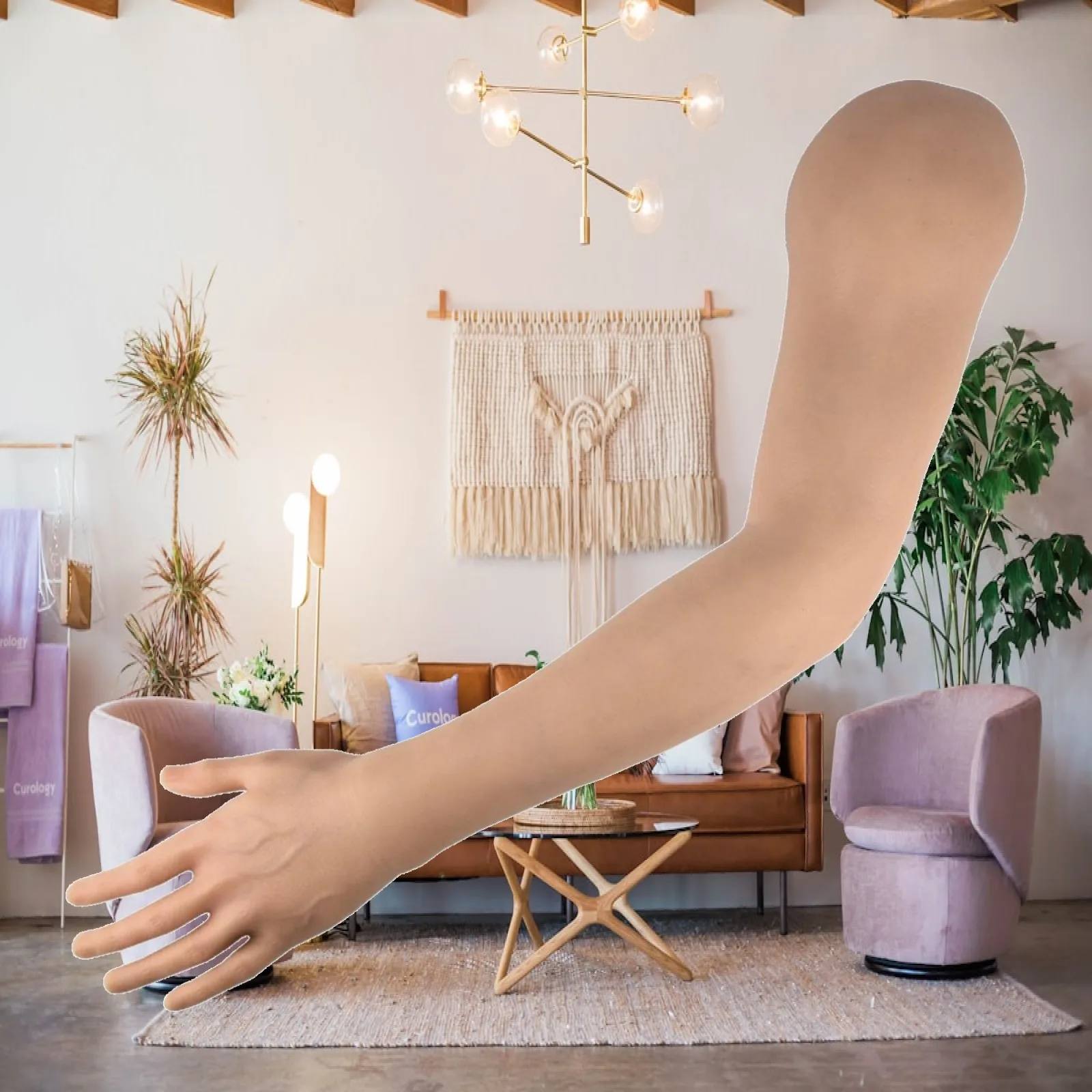 Silicone Arm with Hand Realistic Practice Arm with Hand Training Tool Flexible High Fidelity for Tattoo Apprentices