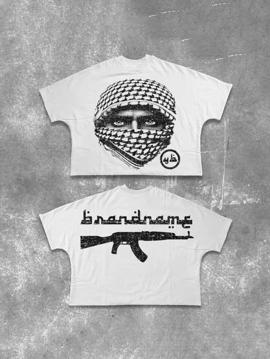 

Y2K Style Print Cotton Short Sleeves T-Shirt Soft Breathable Men Women Round Neck Tee Vintage Y2K America Style Y2K Streetwear