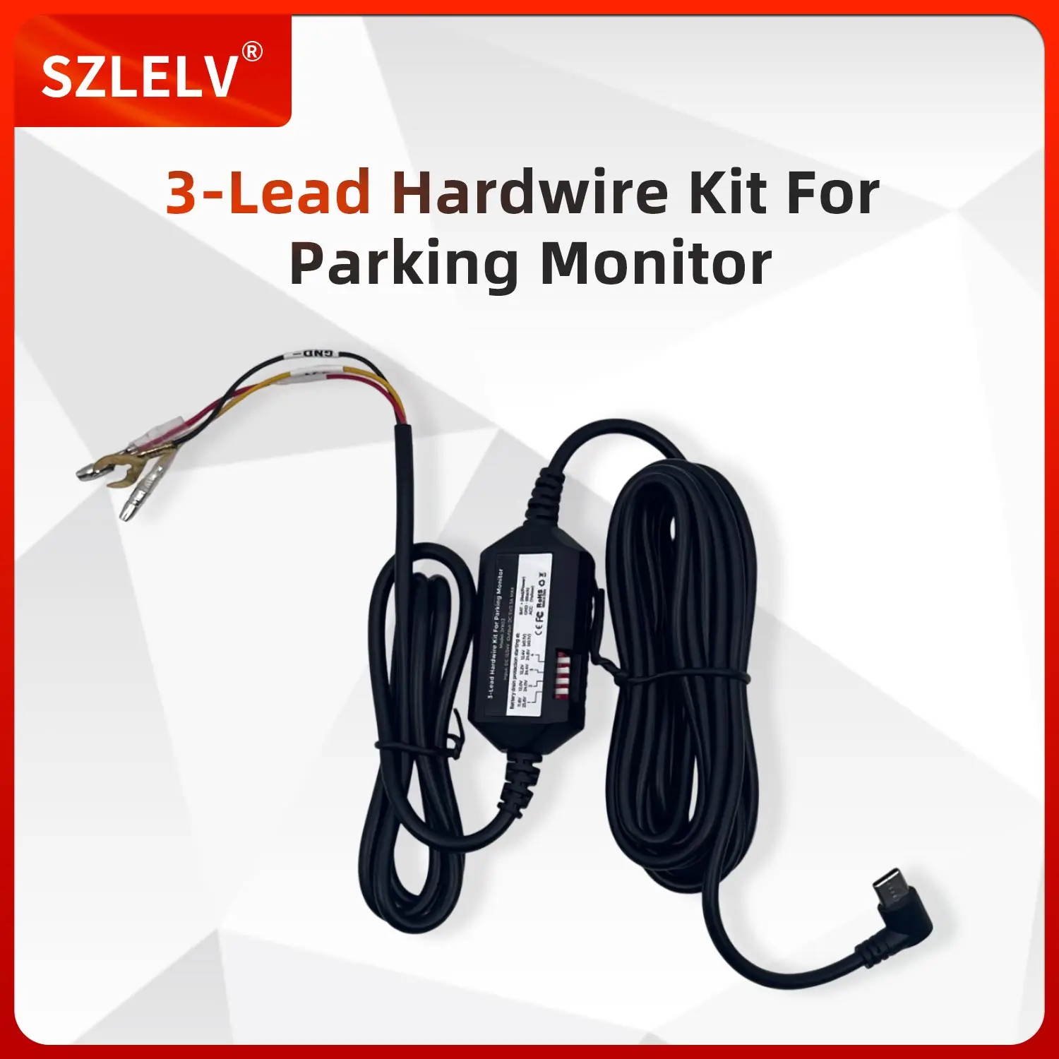 Dash Cam Hardwire Kit with Type-C Connector, 12V/24V to 5V Step-Down Cable, Low Voltage Protection Parking Mode for Car DVR