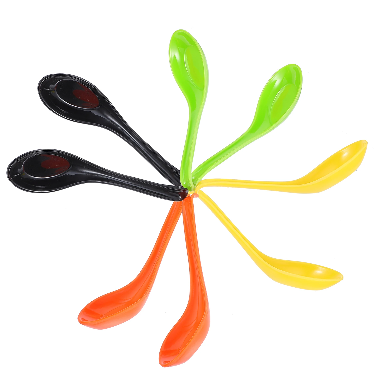 

8 Pcs Colored Melamine Spoons Creative Coffee Fruit Dessert Spoon Kitchen Mixing Round Head Teaspoons Condiment Useful