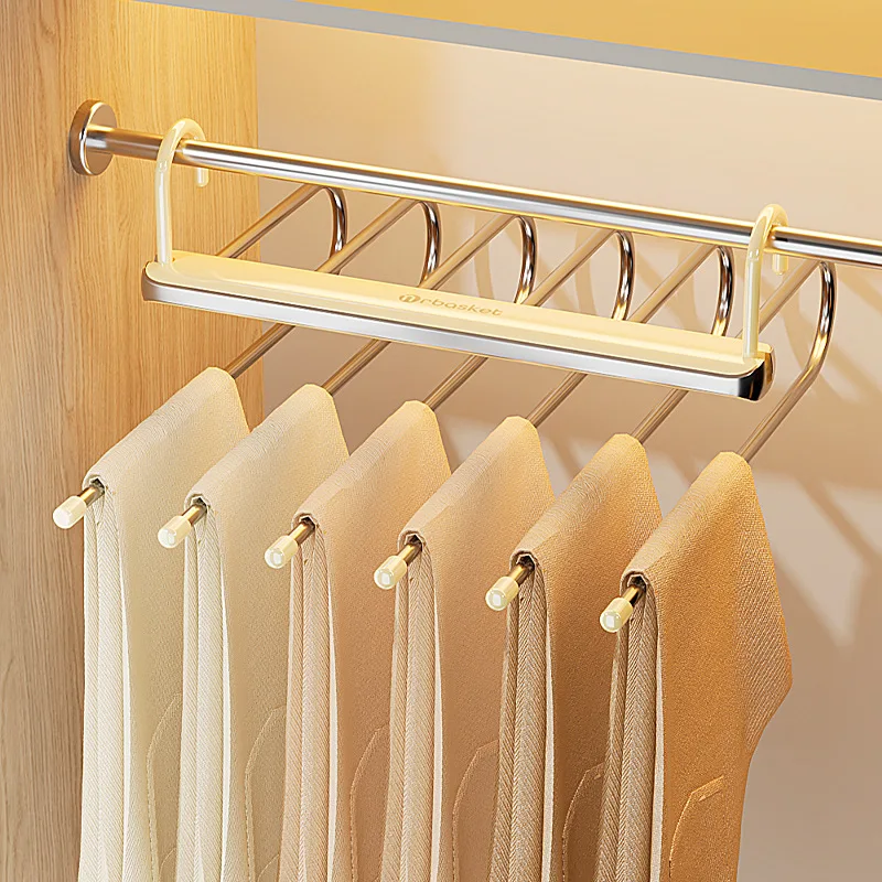 

Cream Style Multi-Layer Collapsible Pant Rack, Multi-Functional Finishing Pants Hanger, Household Magic Pants Storage Fantastic