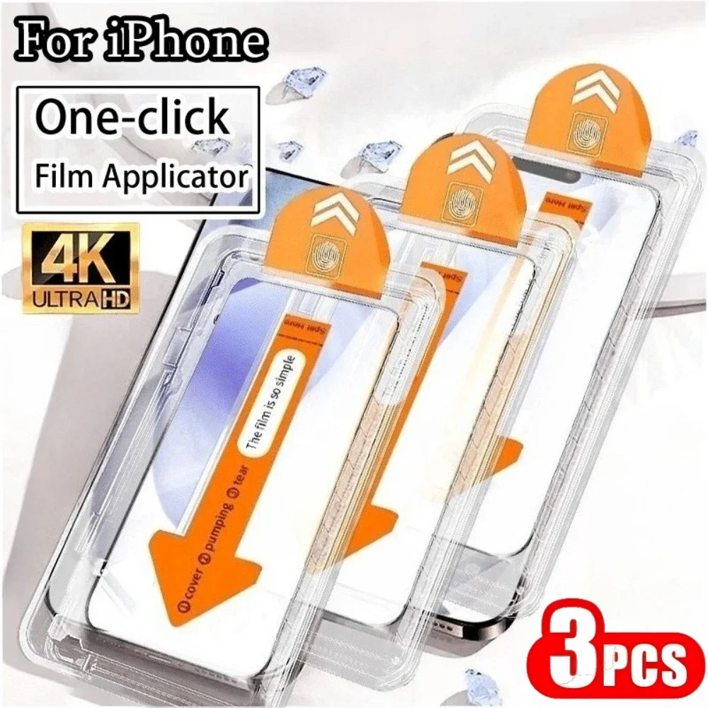3 Stück hochklare Displayschutzfolie für iPhone 17 16 15 14 13 Pro Max 17 Air 16e 12 11 Pro 15 14 Plus XS XR Einfache Installation Glas