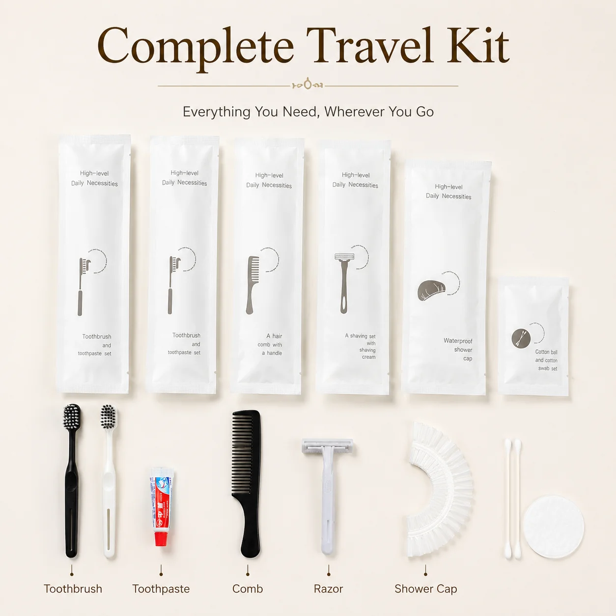 Disposable Hotel Toiletry Kit with Toothbrush Toothpaste Soft Bristle Travel Bathroom Amenities Guest Supplies 100pc