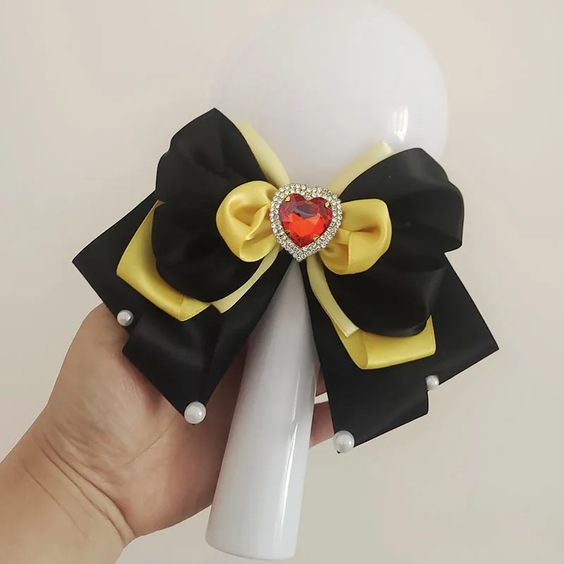 Women's Bow Tie Clip Concert Light Stick Bows Original Handmade Luxury Lolita Uniform Shirt Accessories Rhinestone Collar Flower