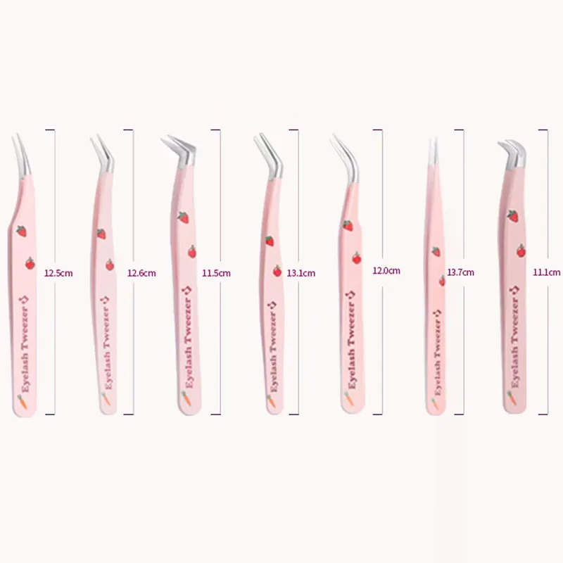 6 tipos de pinças de cílios postiços de aço inoxidável anti-estático pincet tira curvada 3d cílios extensão pinça ferramentas de maquiagem