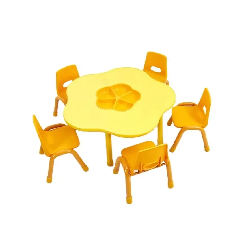 Flower Shaped Interactive Indoor Childrens Playground Table with Toy Basket Fine Workmanship Popular Design for Kids Play