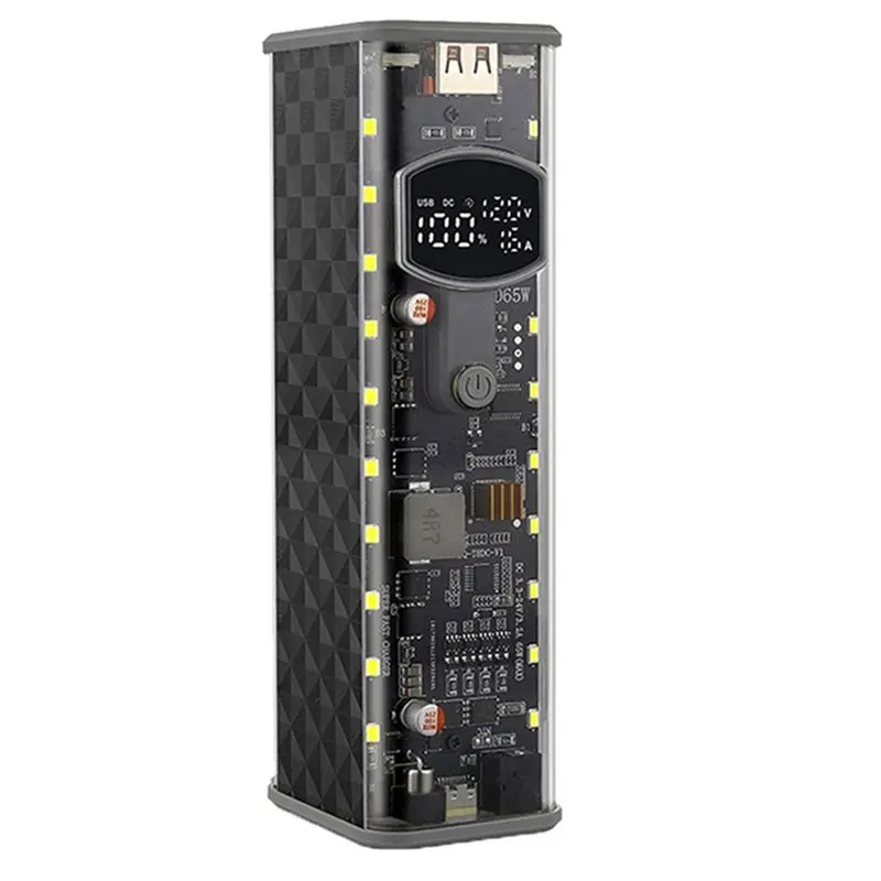 PD65W 8 Cell 18650 Battery Storage Box Super Fast Charging DIY Power Bank Case,Digital Display USB+ Type-C Holder