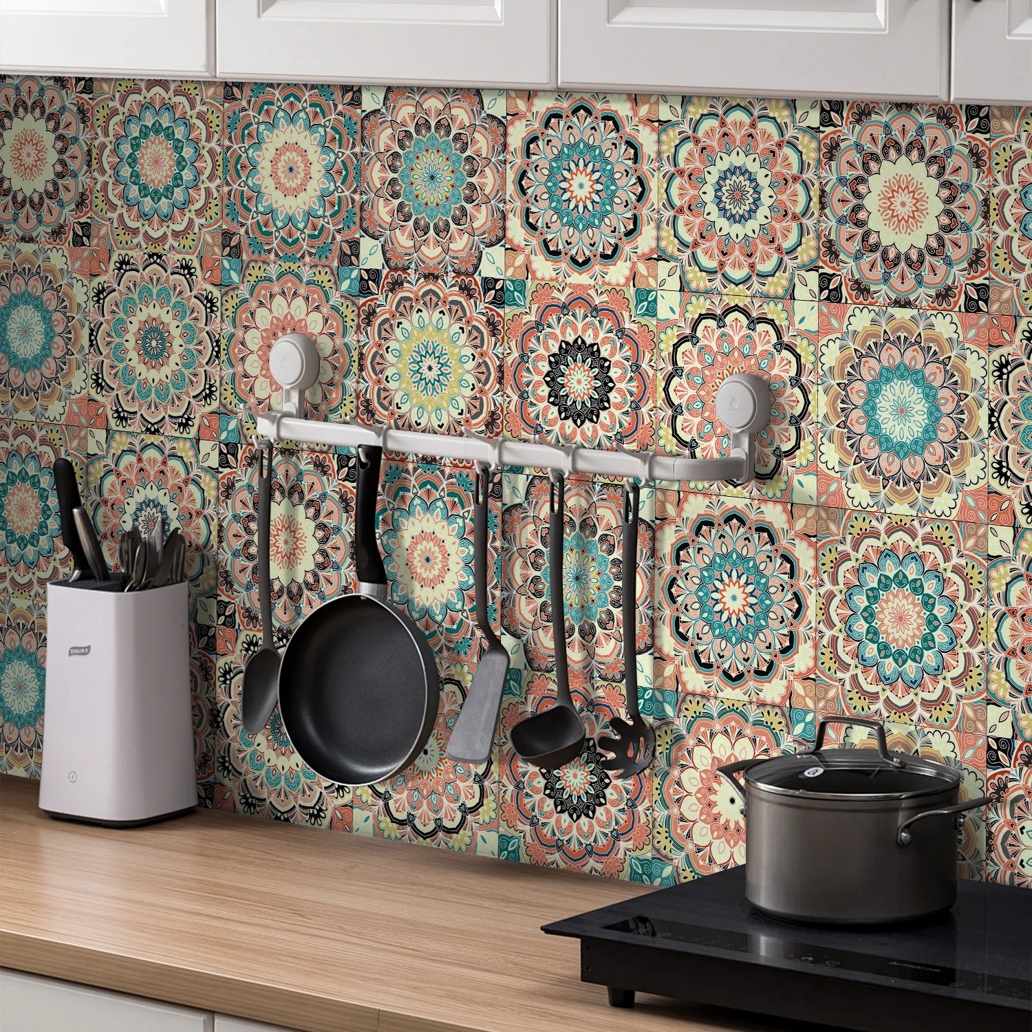 24 Stück europäische Mandala wasserdichte selbst klebende Wanda uf kleber Fliesen aufkleber PVC Küche Schlafzimmer Wohnkultur Tapete – Detail 25