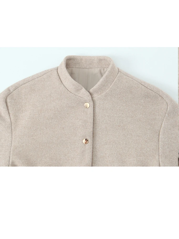 HH automne femmes Style de rue manteau femme élégant solide décontracté veste courte à manches longues poche simple boutonnage décorer veste