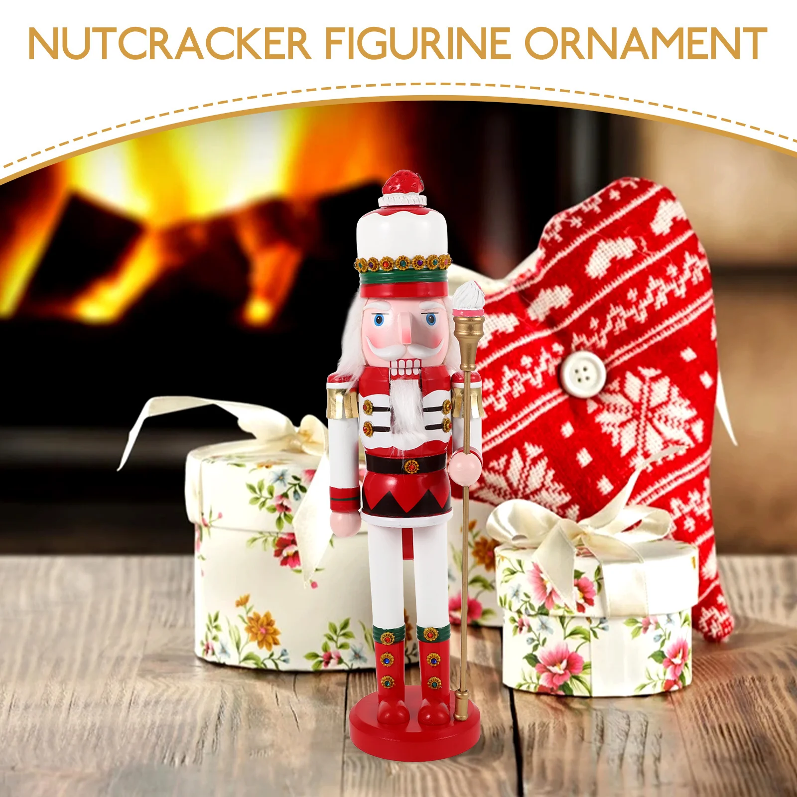 

Colorful Wooden Nutcracker Decor Christmas Tabletop Ornament for Home Office Mantel Shelf Decorative Holiday Gift