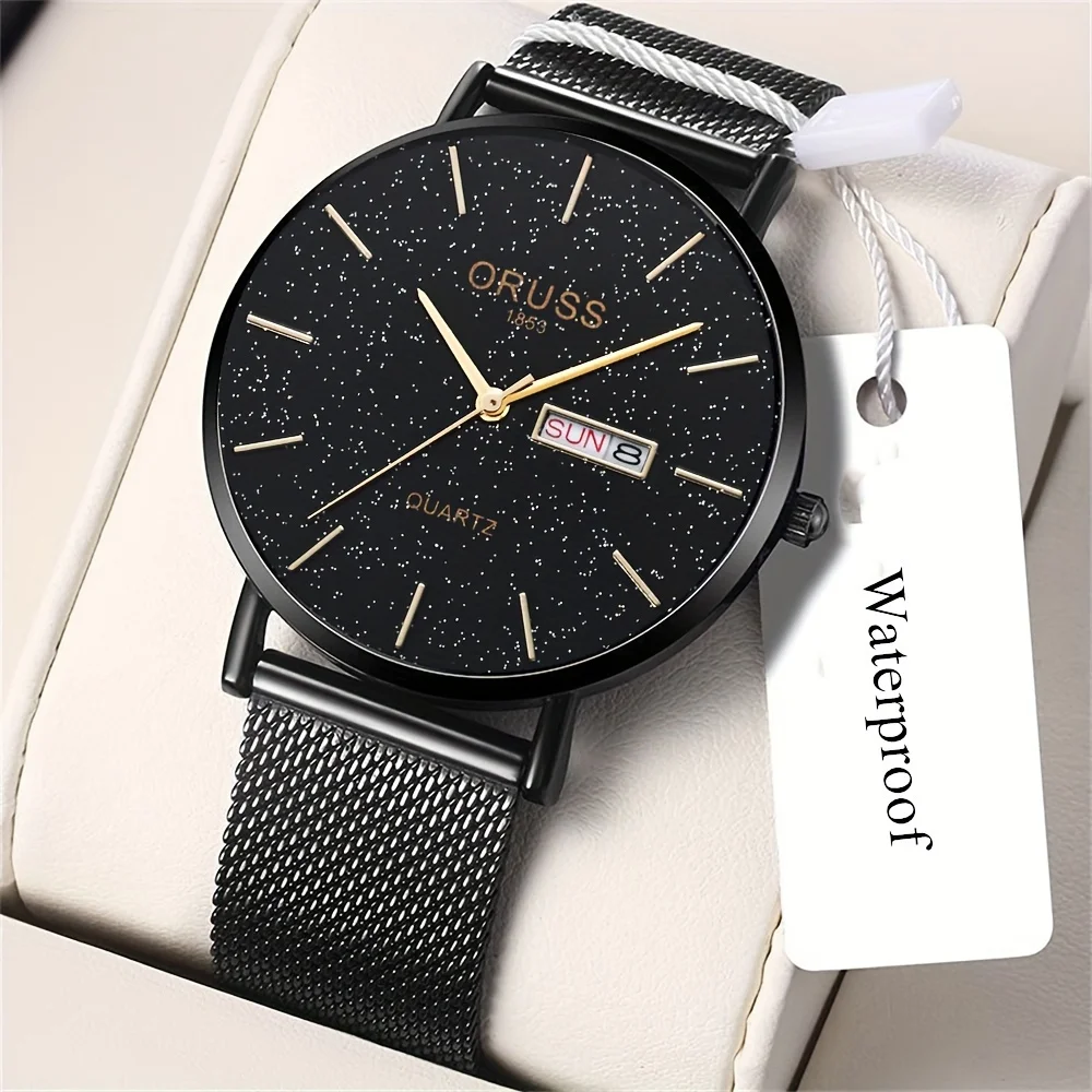 New upscale men\'s trend watch Starry Face Student durable double calendar Fashion Gentleman handsome casual sports watch