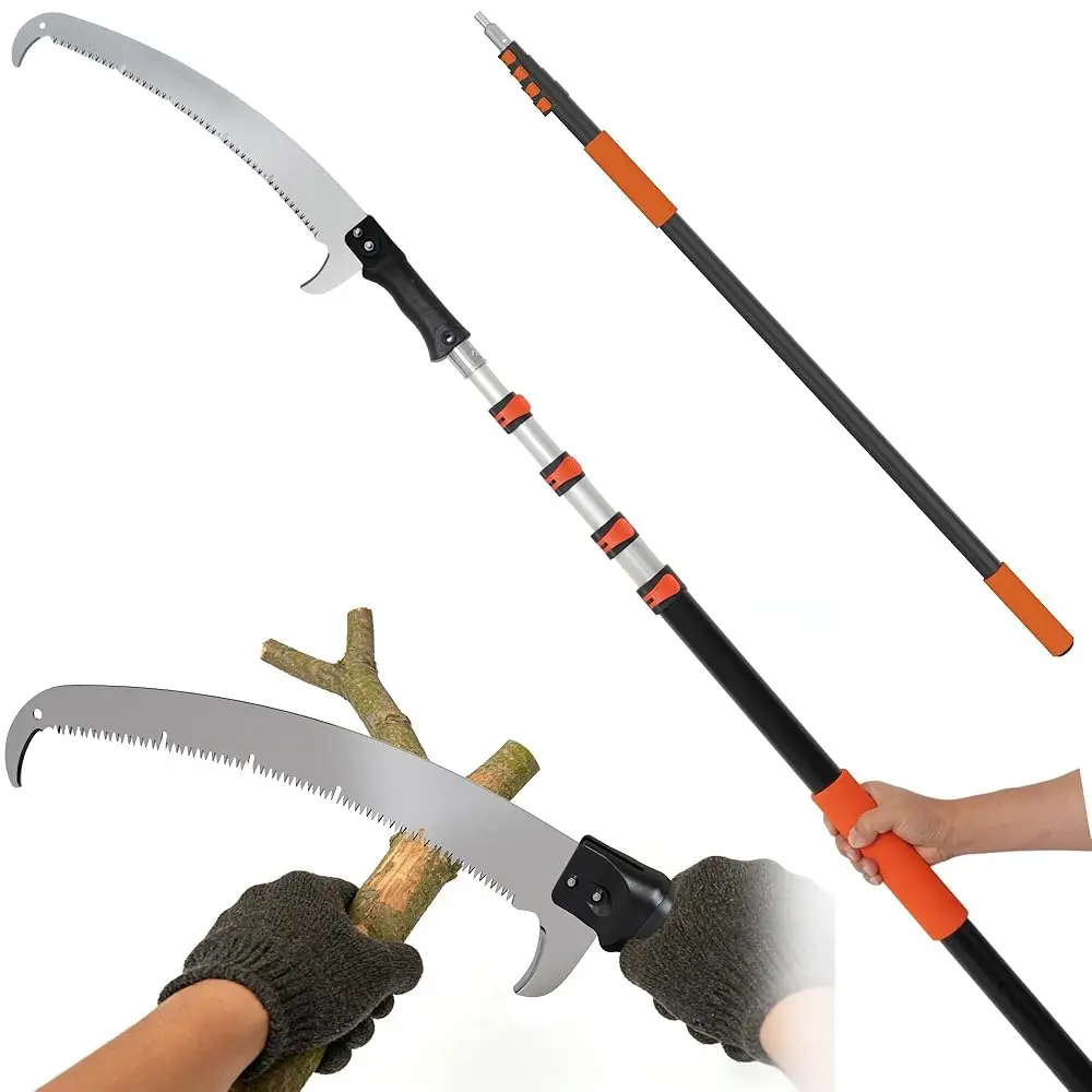 

26FT Reach Pole Saws for Tree Trimming, Manual Pole Saw with 5-20FT Telescoping Extension Pole, Pruning Saw with 19\ 3X Detac