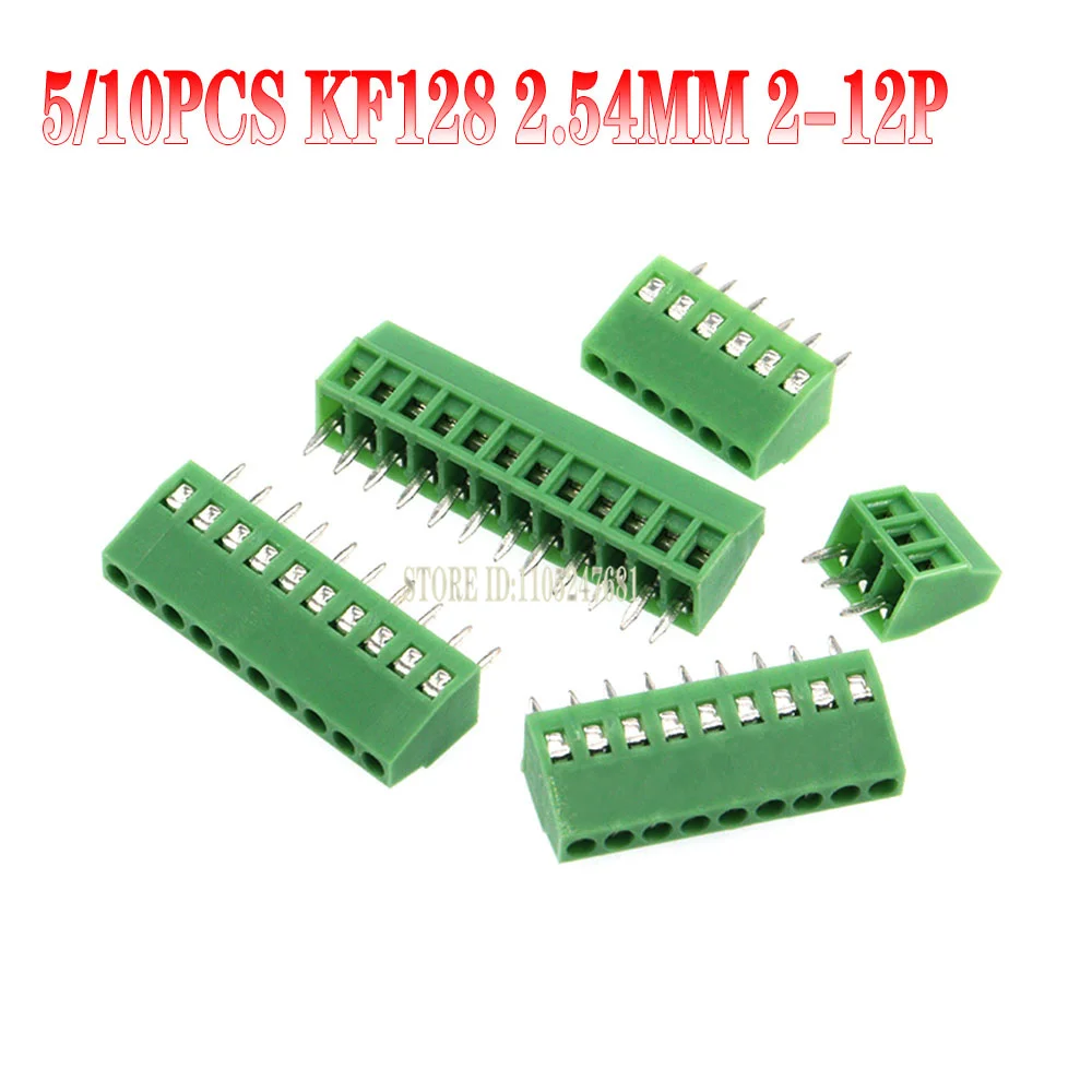 KF128 2.54mm PCB Mini Screw Terminal Blocks Connector for Wires 2P-12P Various Sizes 5/10pcs Set Electrical Connector Kit