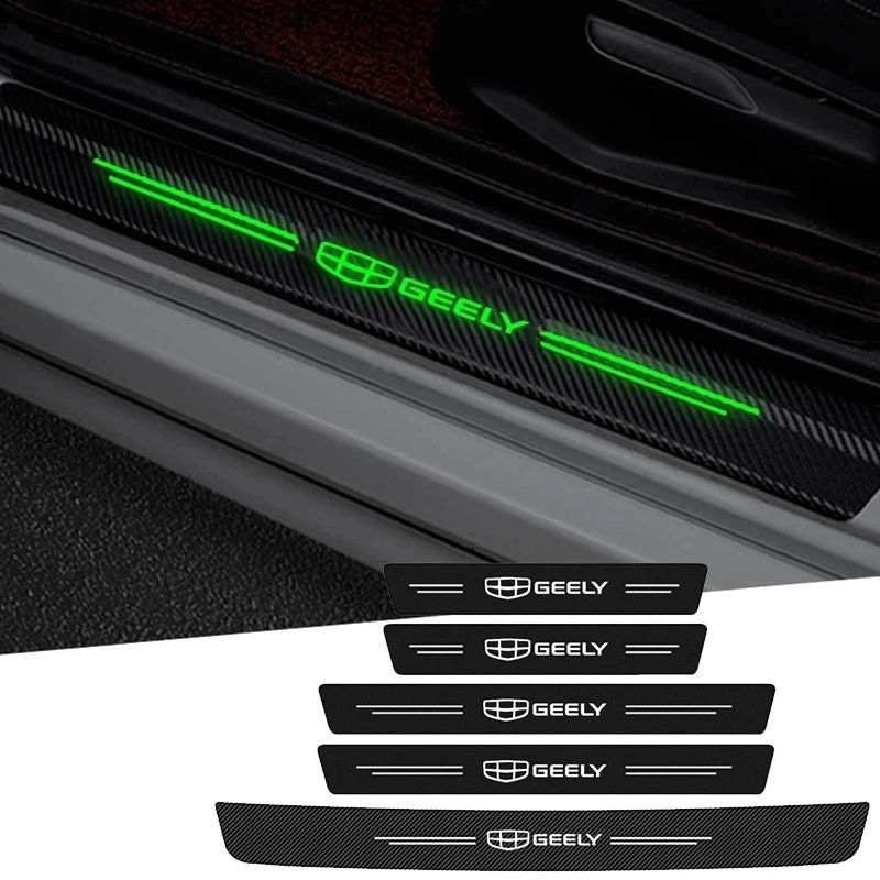 

Carbon Fiber Car Door Sill Threshold Tape Decals Luminous Stickers for Geely Emgrand MK Panda Binray Coolray SX11 Atlas EC7 EV8
