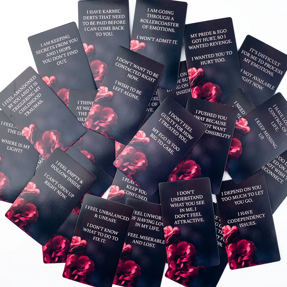 Dark Confession Oracle-Karten Twin Flame Oracle-Karten Love Keywords, Messages Deck, Dark Shadow 50 Stück Karten – Detail 8
