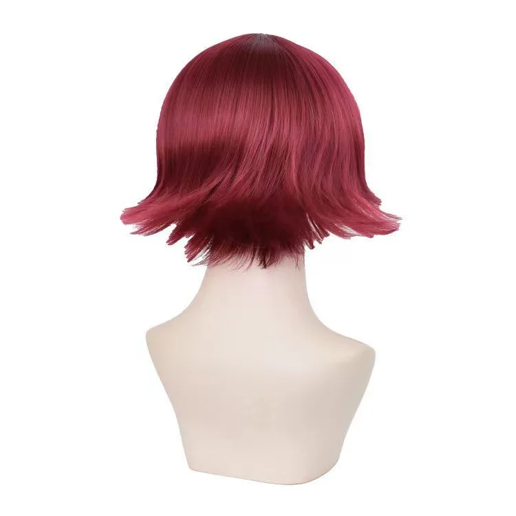 COS Pruik, Kan Angel, Wijnrood Krullend Korte Pruik, COS Anime Pruik