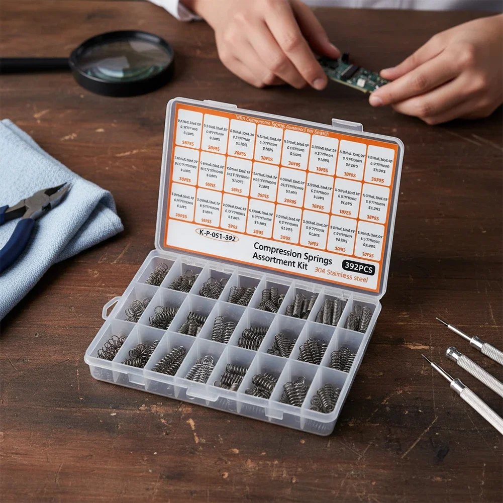 

392 Pcs Small Compression Springs Set 24 Sizes Assortment Kit For Mechanical And DIY Projects Home Hardware Fasteners