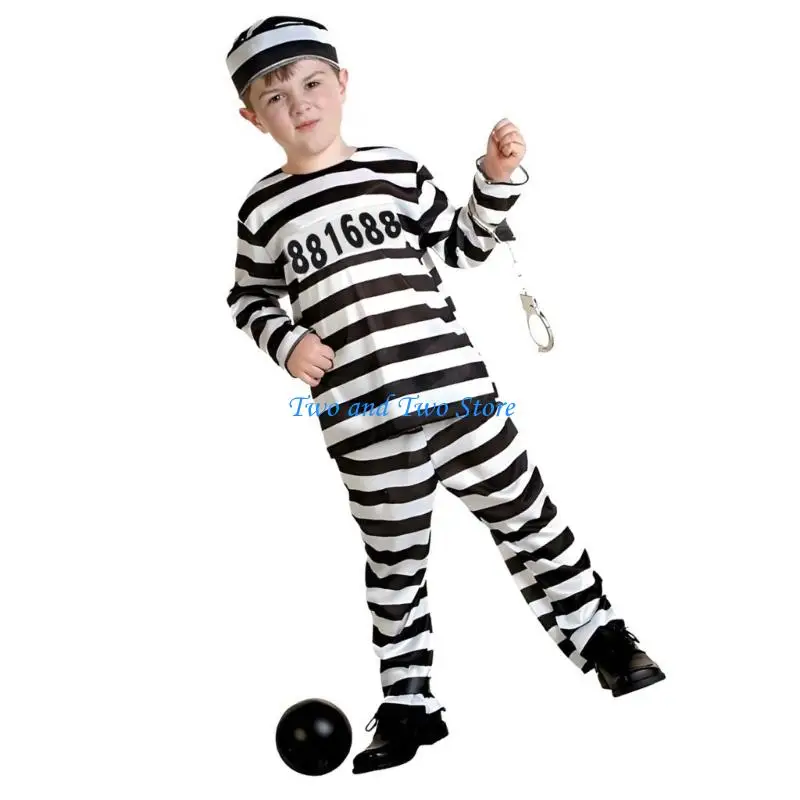 HX6F Professional Childrens Inmate Uniform School Play Prisoner Costume For Theater