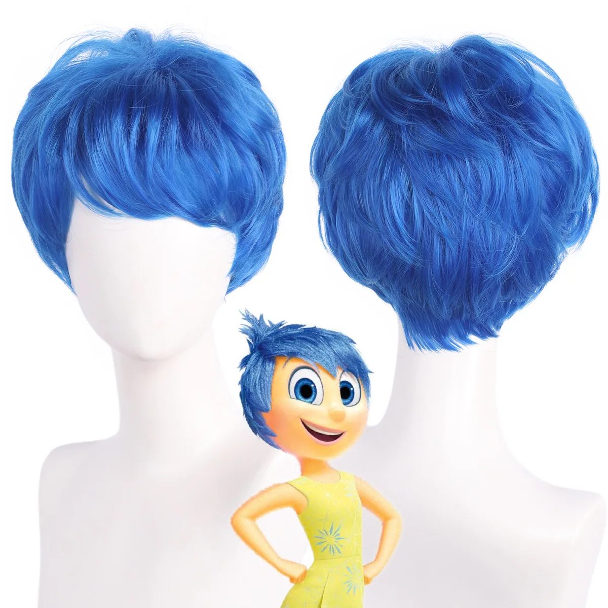 

Синтетический парик, синие смешанные короткие волосы, карнавальный костюм, вечерние женские термостойкие волокна, аниме, ролевая игра