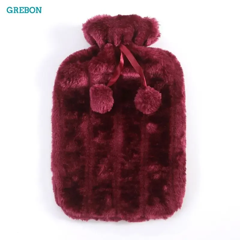 Soft Corduroy Hot Water Bottle Cover Hand Warming Heat Fluffy Fabric Sleeve Furry Cloth Plush Fabric Hot Water Bag Cover