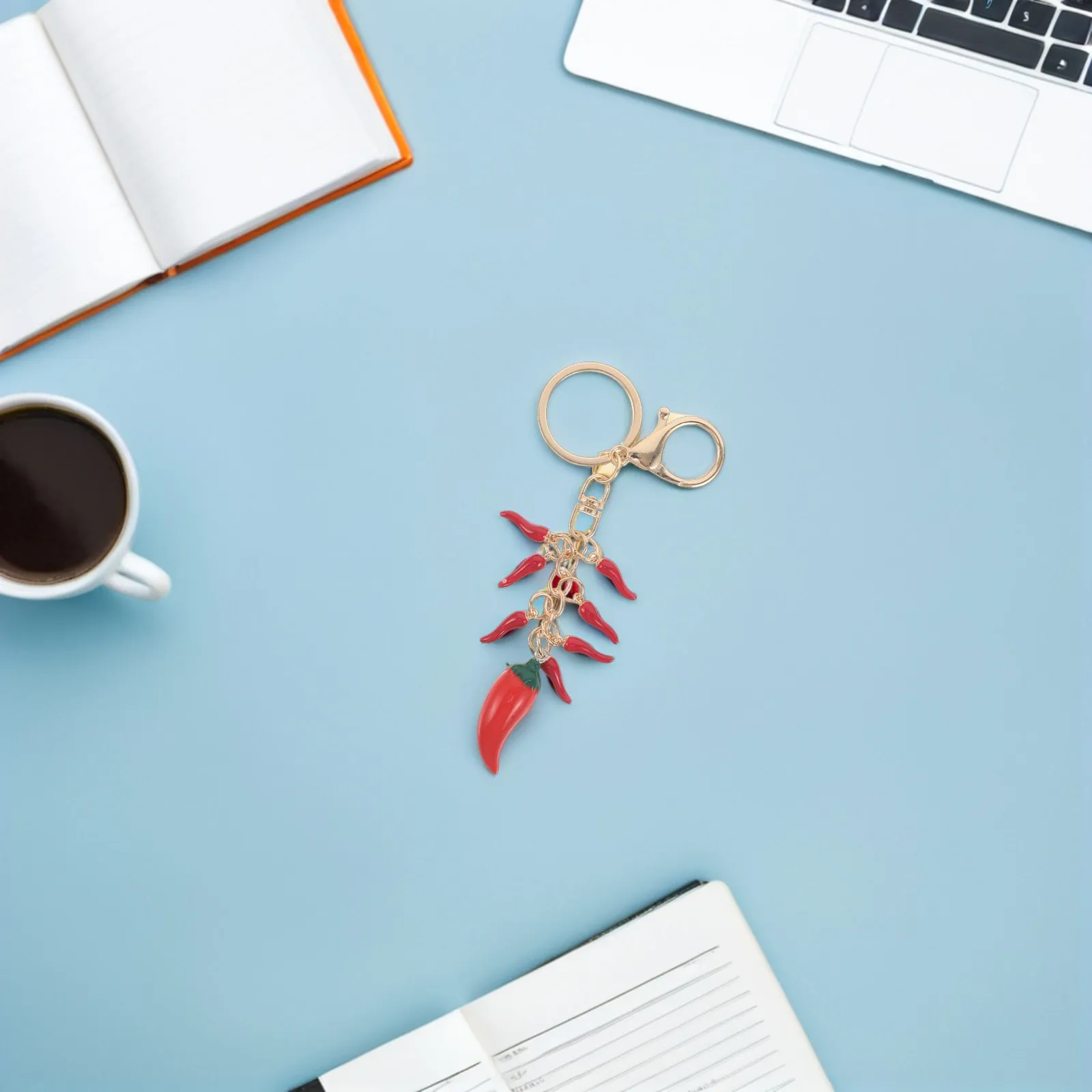 2Pcs Red Chili Pepper Keychains Realistic Mini Vegetable Pendant Backpack Purse Car Charm Fruit Keychain Novelty Accent view 6
