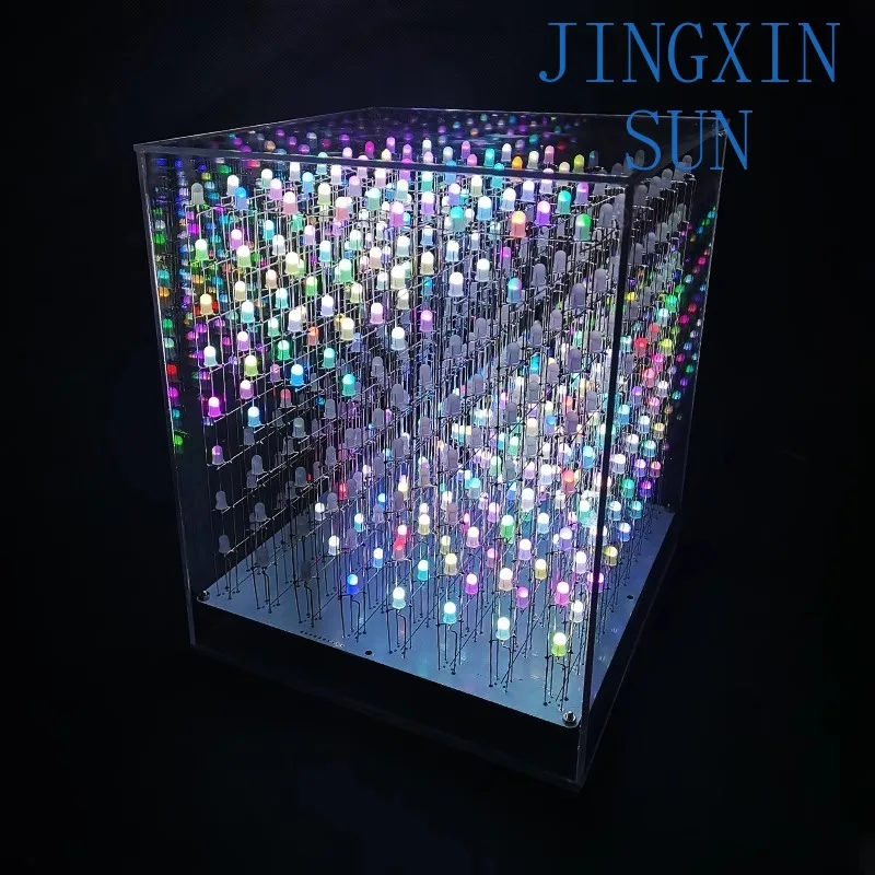 Full color  3D8 light cube finished 8x8x8 voice-activated ornament