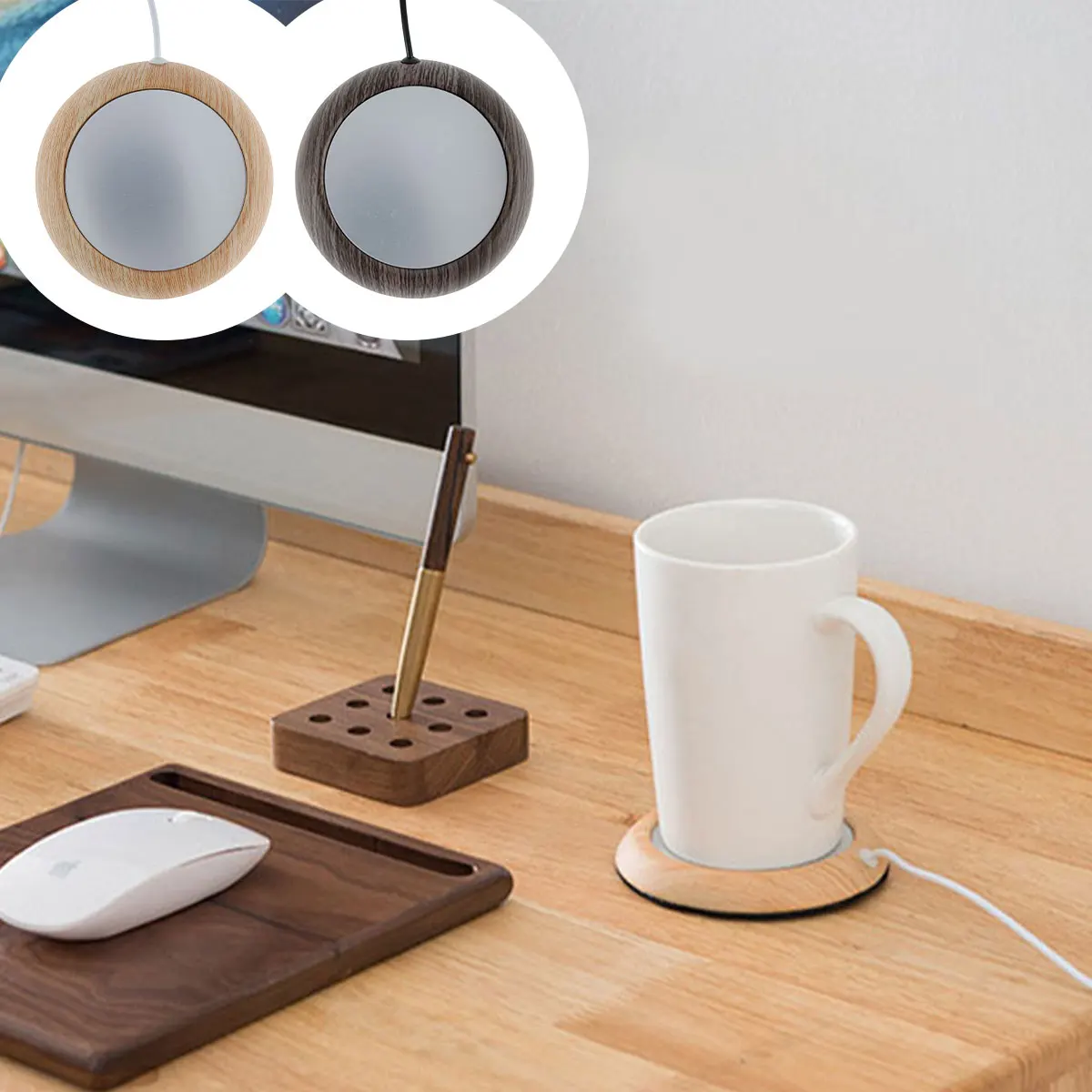 Calentador de tazas USB para café, almohadilla calefactora portátil compacta de 5W, calentador eléctrico de leche y té, calentamiento rápido, estera de taza de temperatura constante