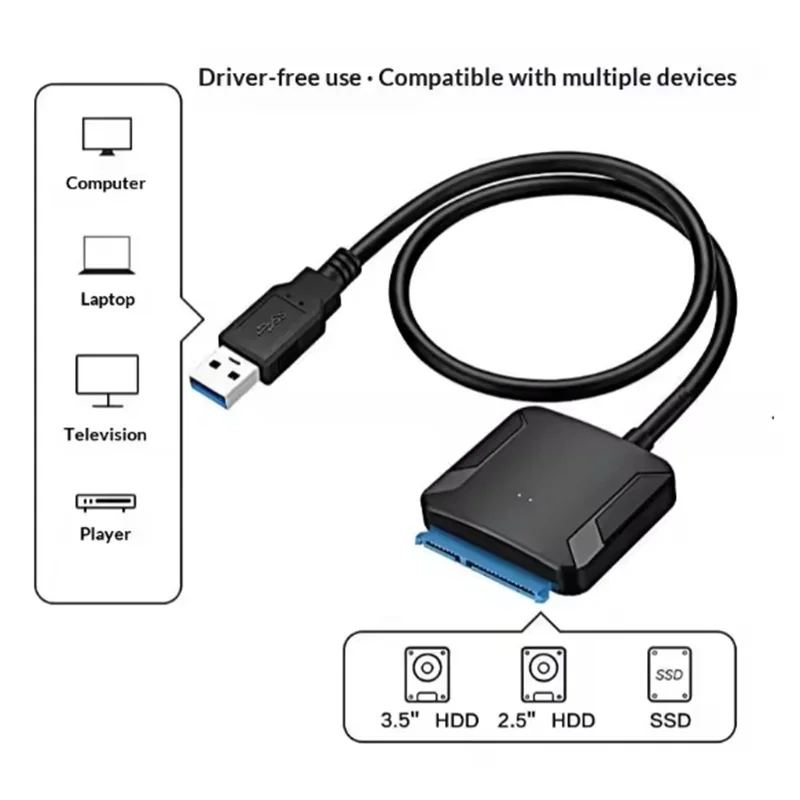 SATA to USB 3.0 Adapter Convert Cable for 3.5/2.5 Inch SSD HDD SATA III Hard Drive Disk Converter Support UASP 12V Power Adapter view 2