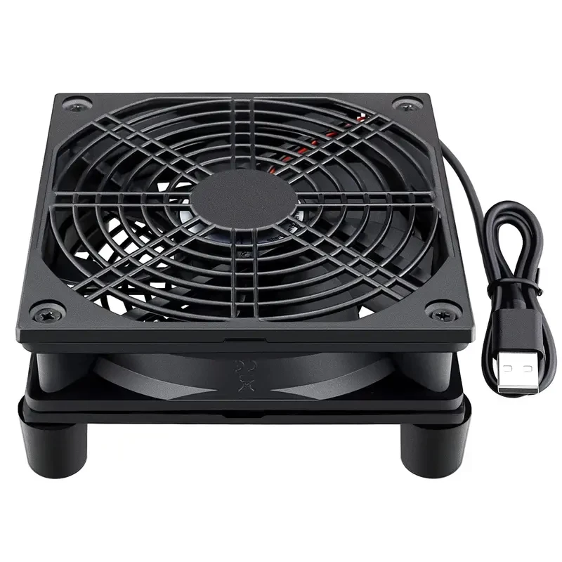 

Router Cooling Fan DIY PC Cooler TV Box Wireless Silent Quiet DC 5V USB Power 120mm Fan 12CM W/Screws Protective Net