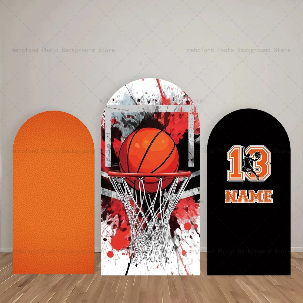 

Фон с аркой Mehofond, индивидуальное имя, баскетбол, брызги чернил, стиль, детский декор для дня рождения, студийный фон для фотосъемки