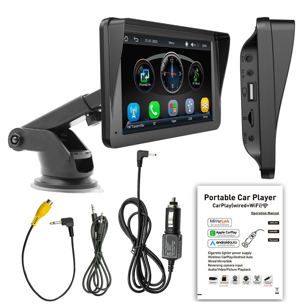 For X5300 7 Inch Portable Wireless CarPlay Screen Multimedia Car MP5 Player with Wireless CarPlay Android Auto Link
