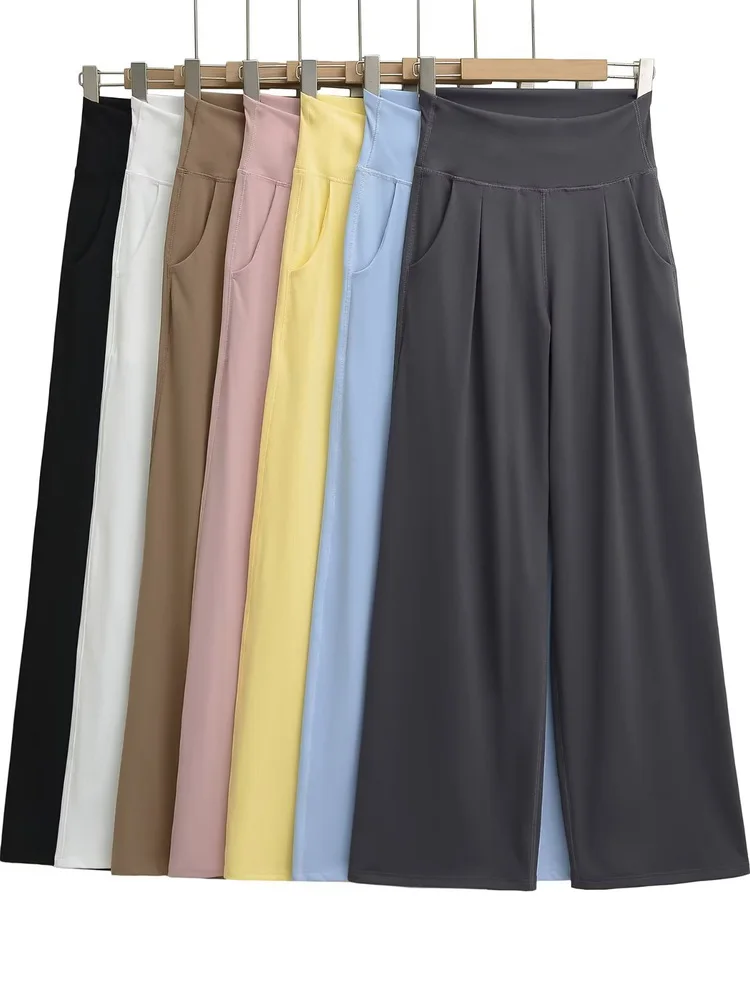 กางเกงขายาวทรงตรงเอวสูงสไตล์อเมริกัน ผ้าเนื้อนุ่มใส่สบาย เหมาะกับการเล่นโยคะ แมทช์ง่าย สไตล์ลำลอง ใส่ได้ทุกโอกาส