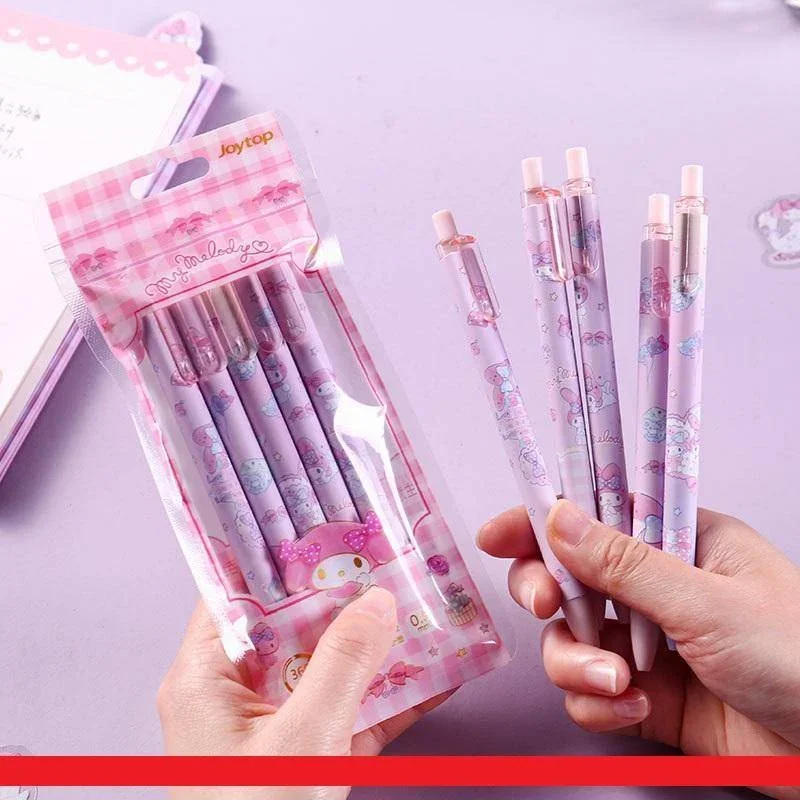 5Pcs/Pack Sanrio Mymelody Kuromi Cinnamoroll Kawaii Gel Pen for School Writing Cute Neutral Pen kids Stationery gift