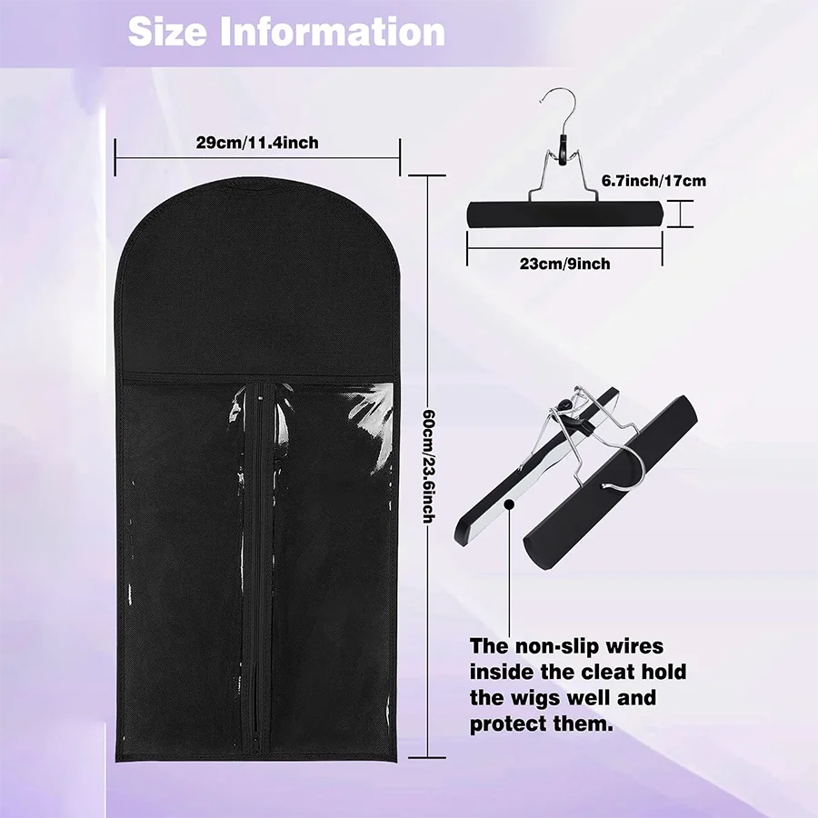2/3/6pcs Extra Long Hair Extension Holder Wig Storage Bag with Hanger Hairpieces Ponytail Bundles Storage Carrier Case for Store