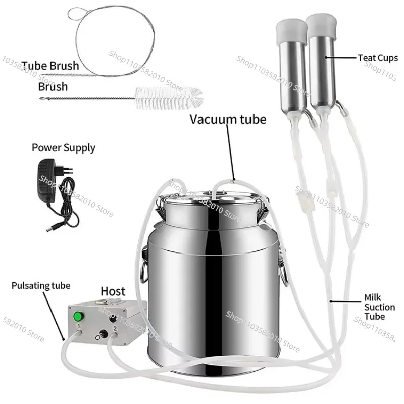 18L Stainless Steel Dual Head Milker Bucket, High Quality Milking Machine for Cows & Sheep