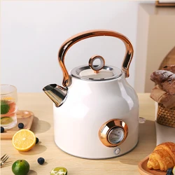 Mini Portable Electric Kettle Retro Style Heat Preservation Stainless Steel Real Time Temperature Fast Bolied Water Kettle 1.7L