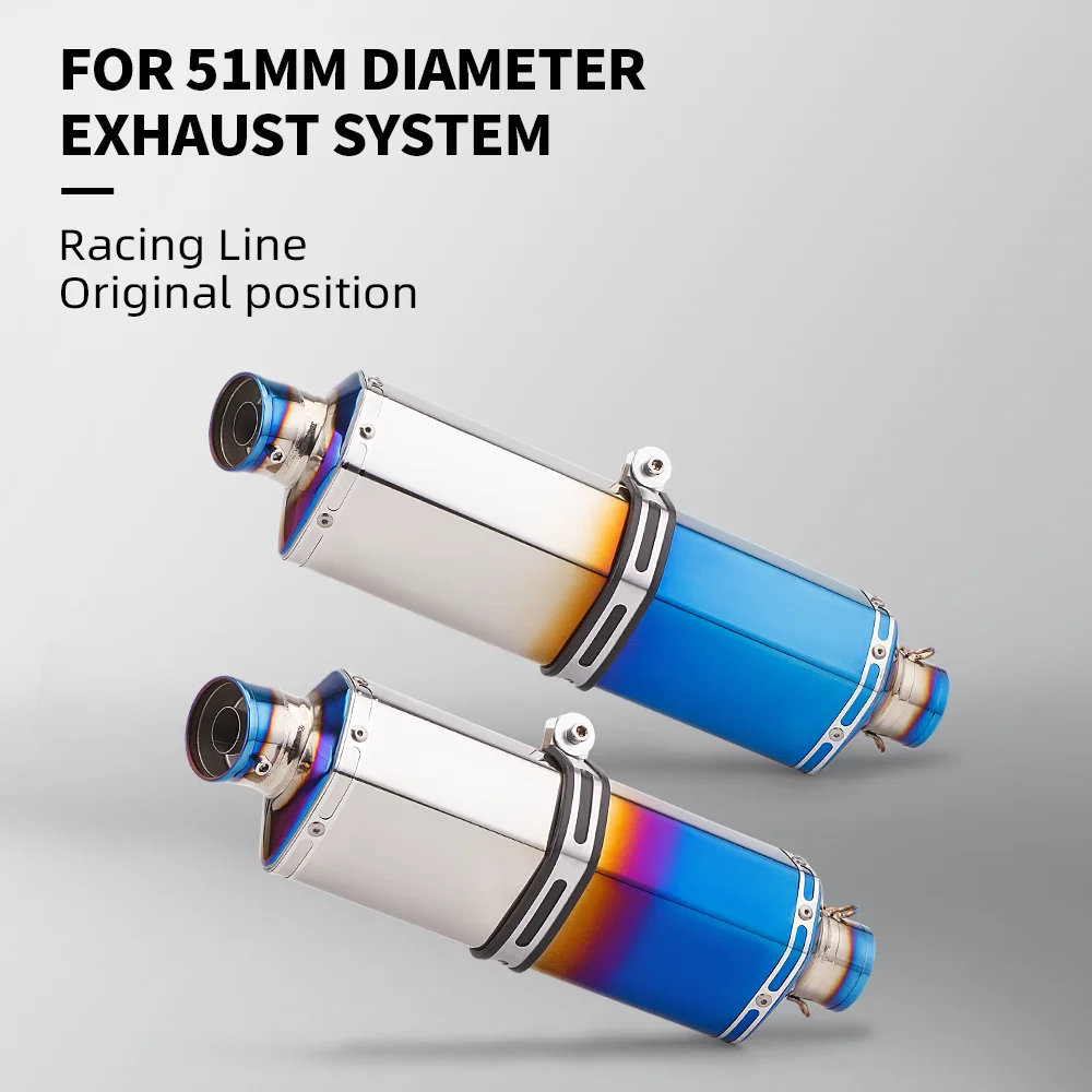 Universal 51mm motorcycle exhaust with killer Db for Z900 GSXR1000 SV650 R6 R3 ZX6R ZX10 K7 MT07 T58 Z400 CRF1000
