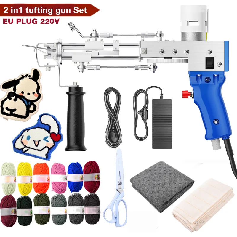 Elektrische 2-in-1 Tufting Gun Set met Stof, Tapijt Trimmer Carpettapis Breien Tuften Pistool Weven Massaal Tapijt Machine