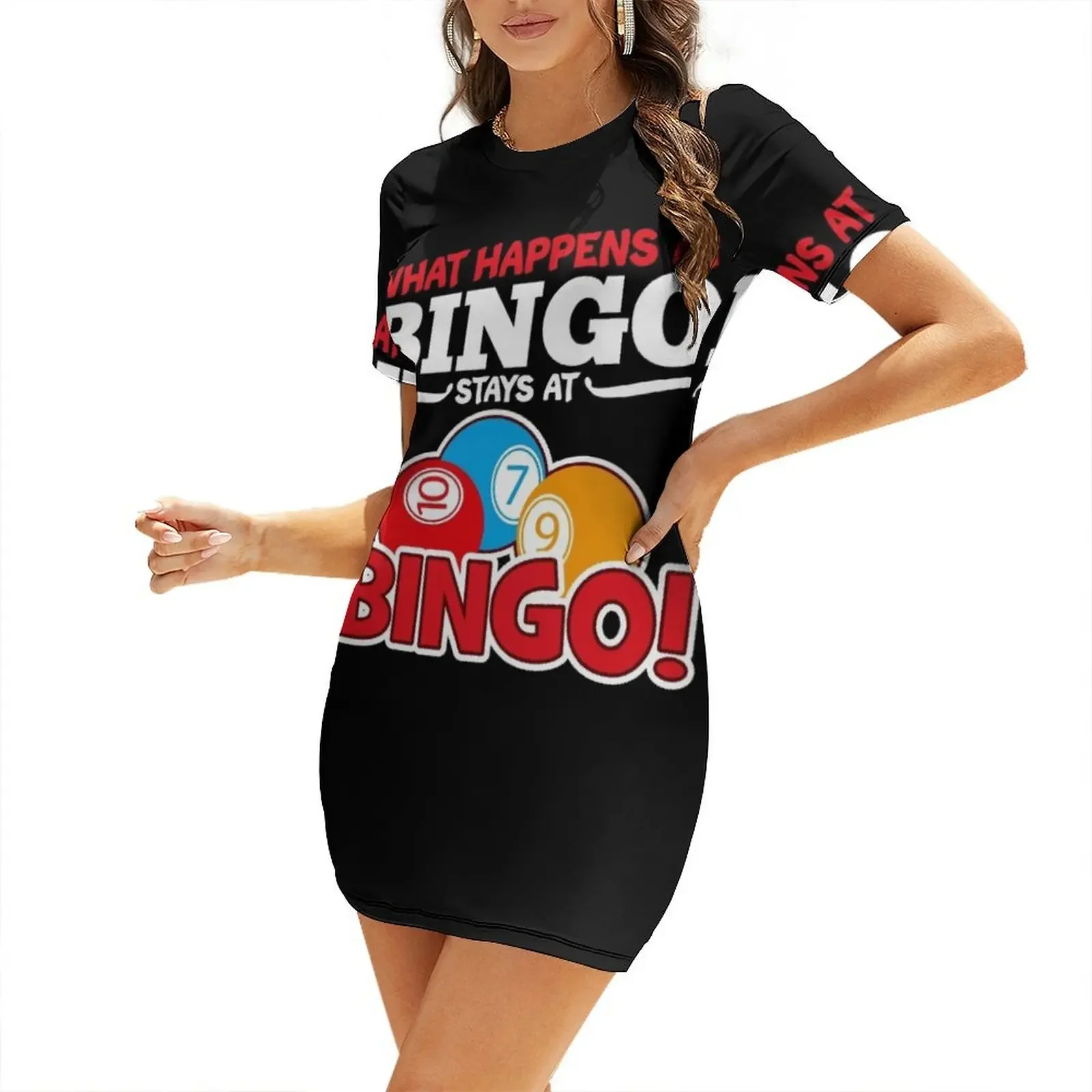 What Happens On Bingo Stays On Bingo! Bingo Player Short-Sleeved Dress cocktail dresses evening dress woman