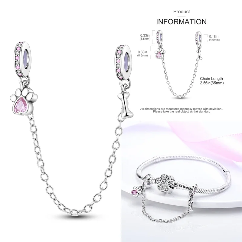 Nuovi ciondoli in argento sterling 925 Buttefly Daisy Catena di sicurezza Zampa di gatto Cambia perline adatti al braccialetto originale Gioielli fai da te da donna