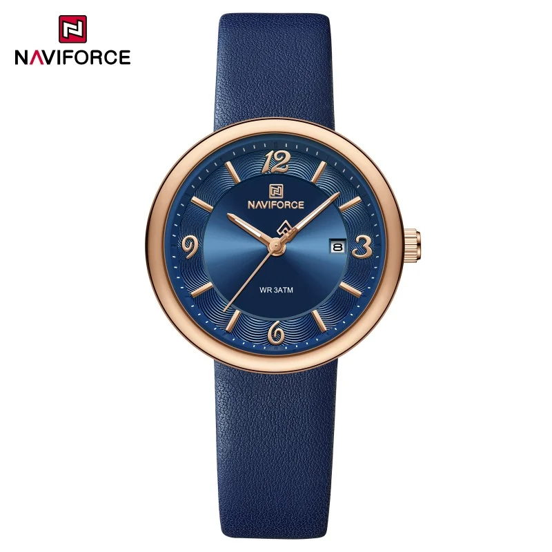 NAVIFORCE New Women Daily Quartz Watch Lightweight Floral Dial 3ATM Waterproof PU Strap Elegant Lady Wristwatch Relogio Feminino view 2